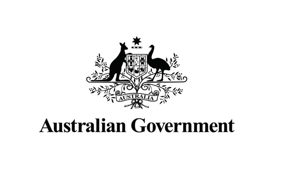 Official logo of the Australian Government featuring a coat of arms with a kangaroo and emu.